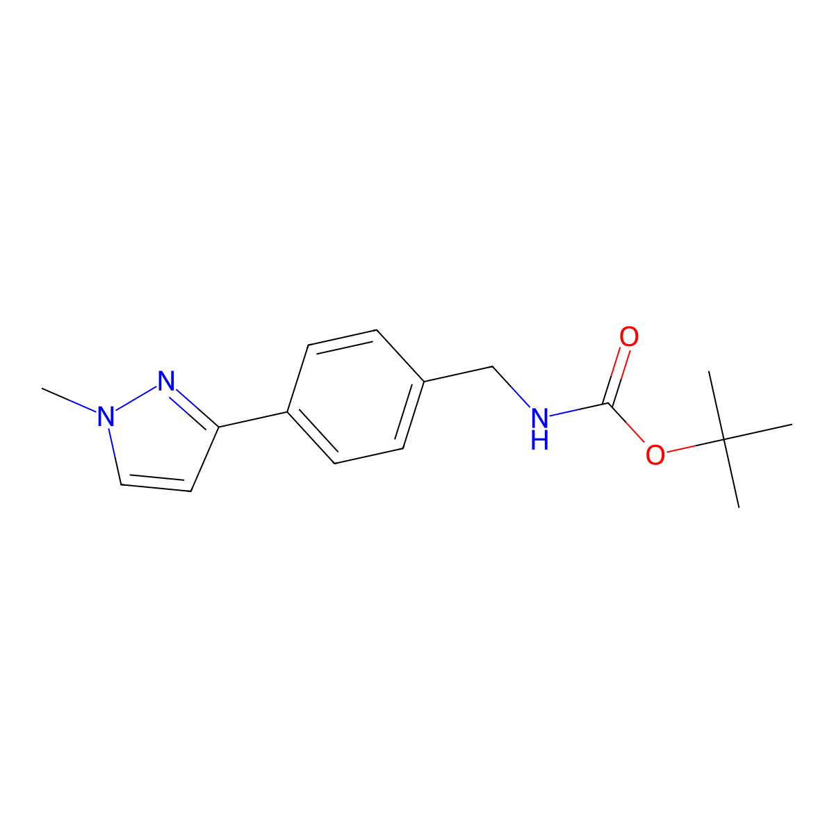 tert-butyl (4-(1-methyl-1H-pyrazol-3-yl)benzyl)carbamate molecular structure, CAS 2098217-41-3