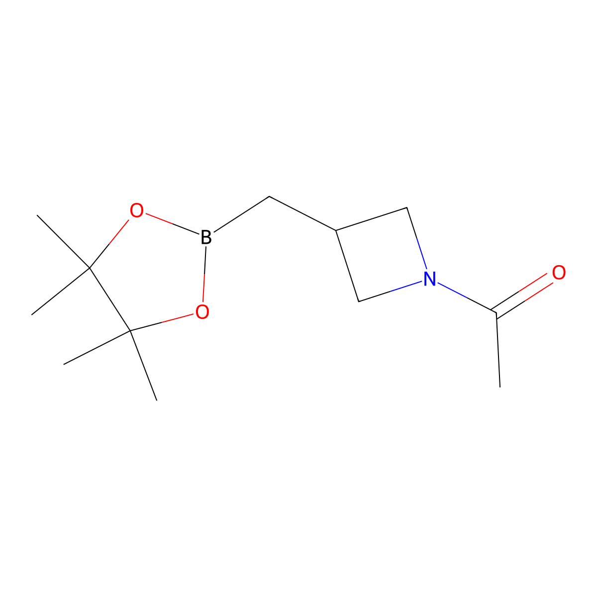 1-{3-[(Tetramethyl-1,3,2-dioxaborolan-2-yl)methyl]azetidin-1-yl}ethan-1-one molecular structure, CAS 2098263-41-1