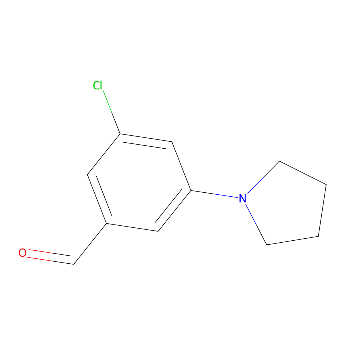 3-Chloro-5-(pyrrolidin-1-yl)benzaldehyde molecular structure, CAS 2098270-82-5