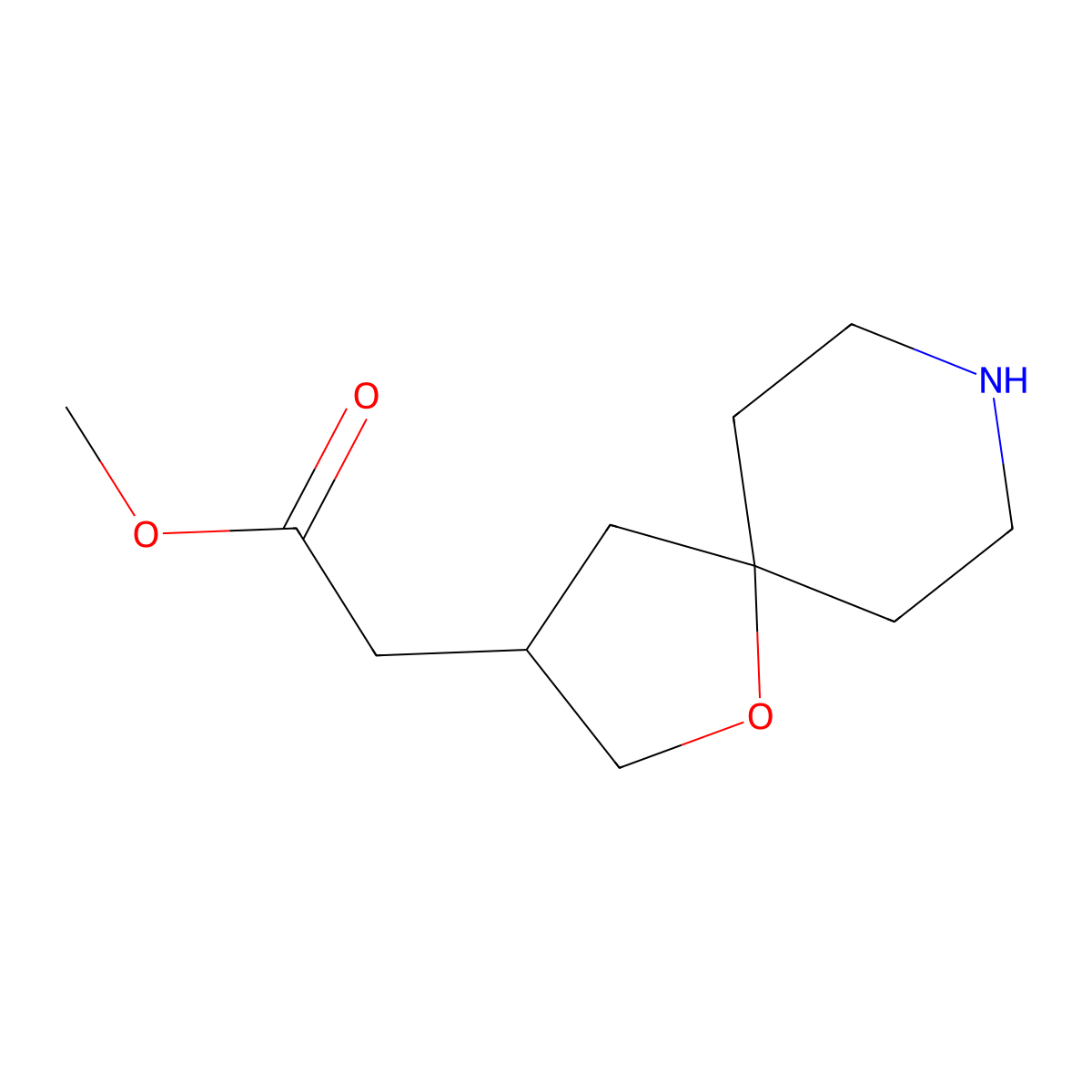 Methyl 2-{1-oxa-8-azaspiro[4.5]decan-3-yl}acetate molecular structure, CAS 2098333-06-1