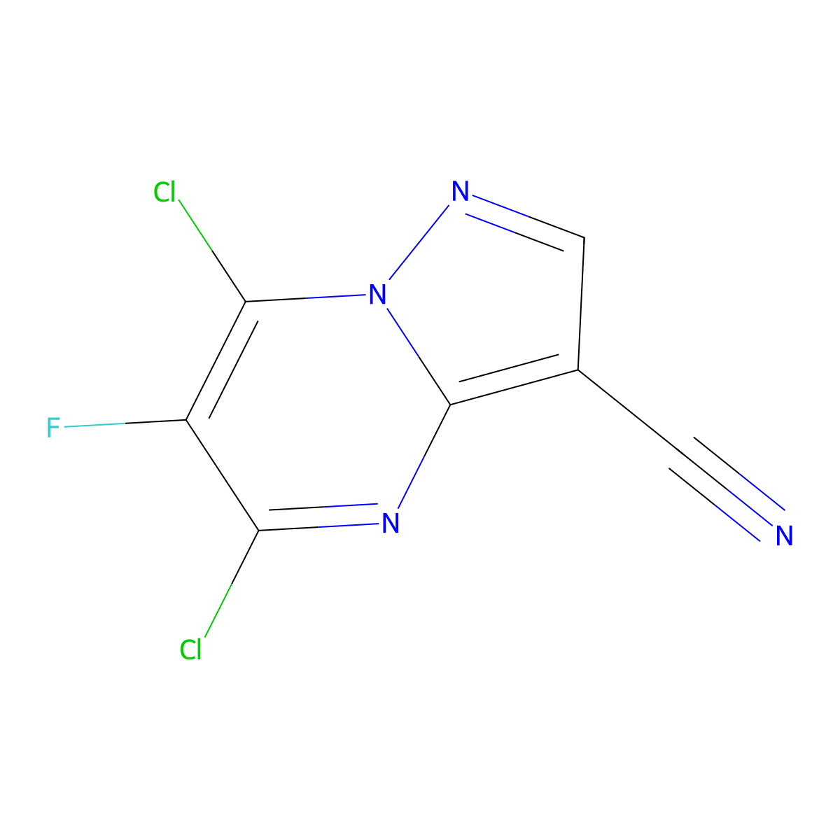 5,7-Dichloro-6-fluoropyrazolo[1,5-a]pyrimidine-3-carbonitrile molecular structure, CAS 2098345-71-0