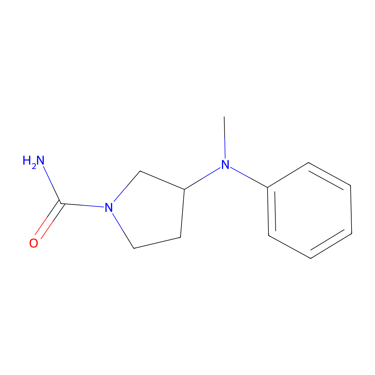 1-Pyrrolidinecarboxamide, 3-(N-methylanilino)- molecular structure, CAS 20984-63-8