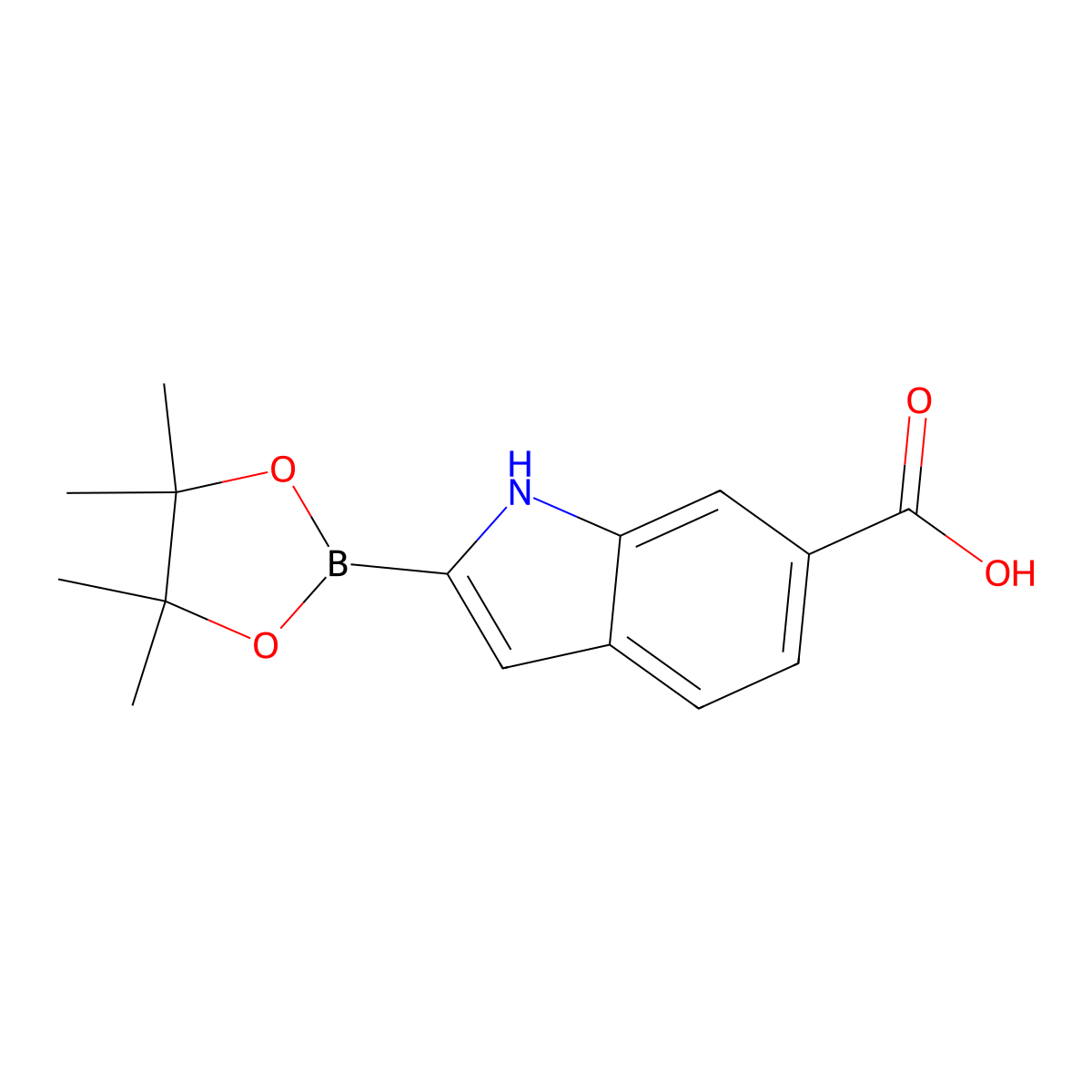 2-(tetramethyl-1,3,2-dioxaborolan-2-yl)-1H-indole-6-carboxylic acid molecular structure, CAS 2098428-04-5