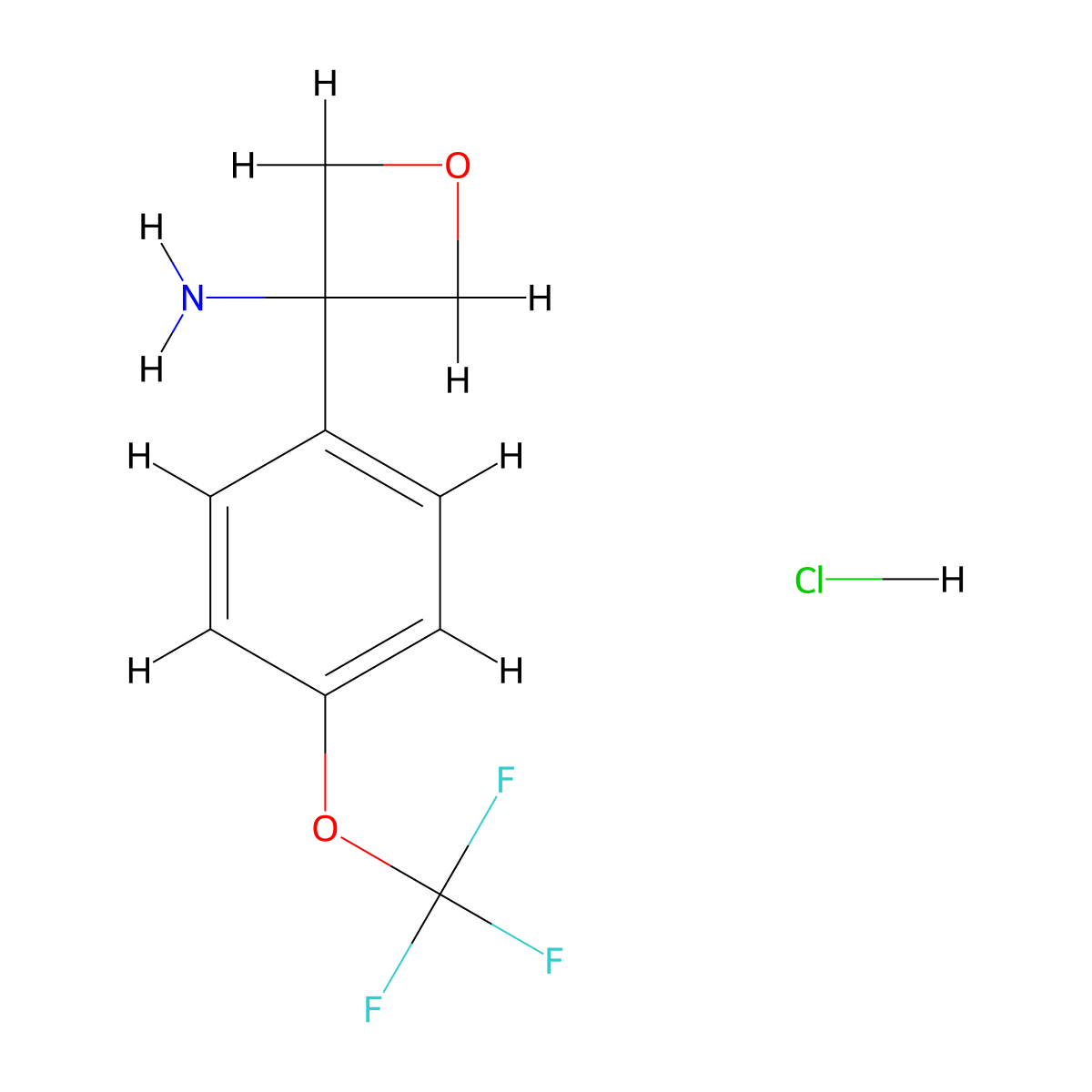 3-(4-(Trifluoromethoxy)phenyl)oxetan-3-amine hydrochloride molecular structure, CAS 2098454-59-0
