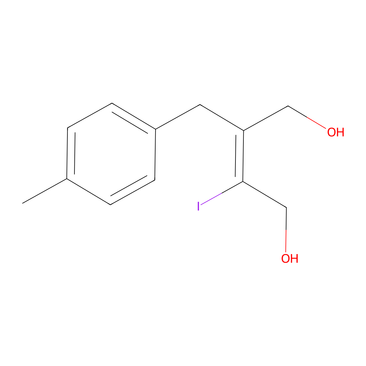 (Z)-2-iodo-3-(4-methylbenzyl)but-2-ene-1,4-diol molecular structure, CAS 2098457-00-0
