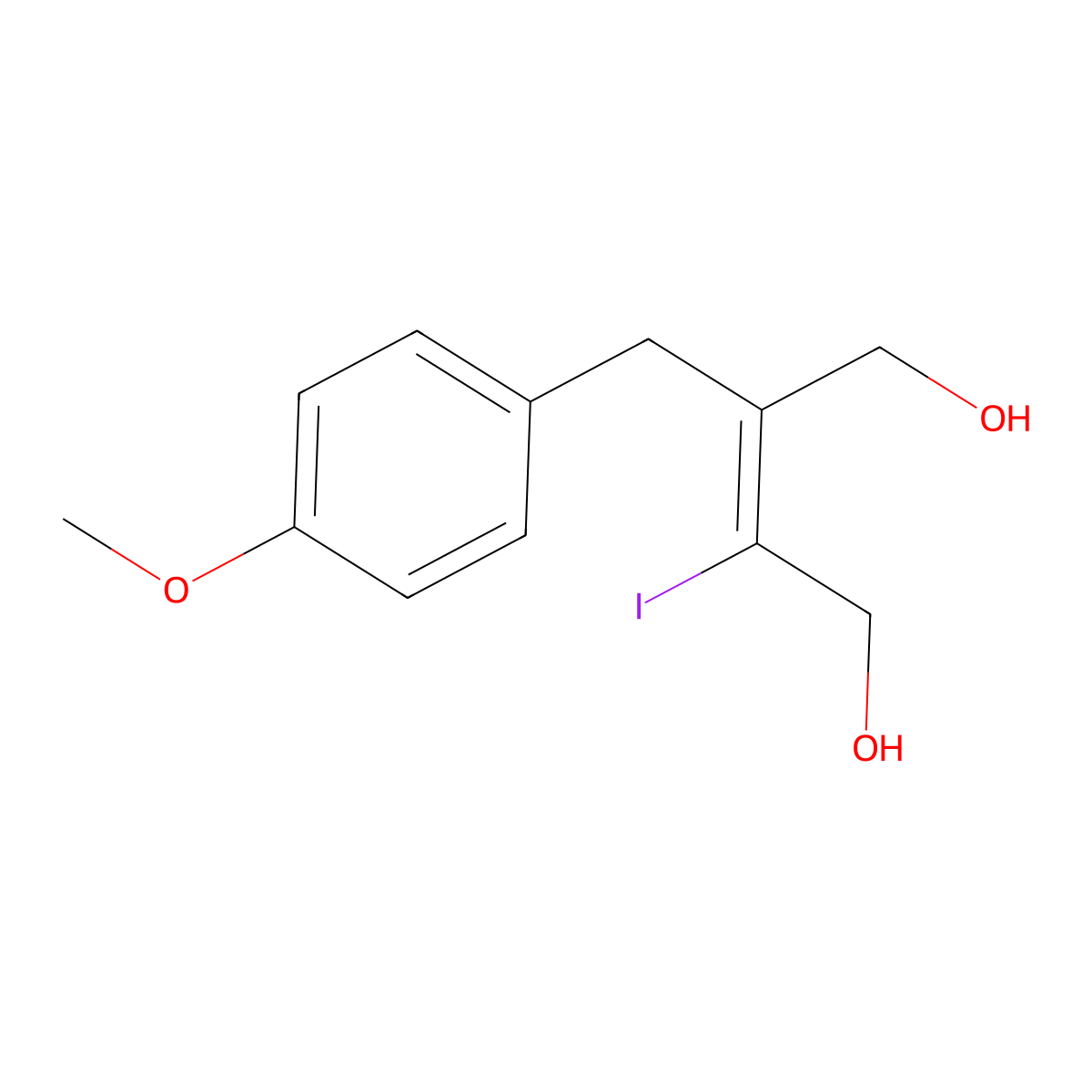 (Z)-2-iodo-3-(4-methoxybenzyl)but-2-ene-1,4-diol molecular structure, CAS 2098457-01-1