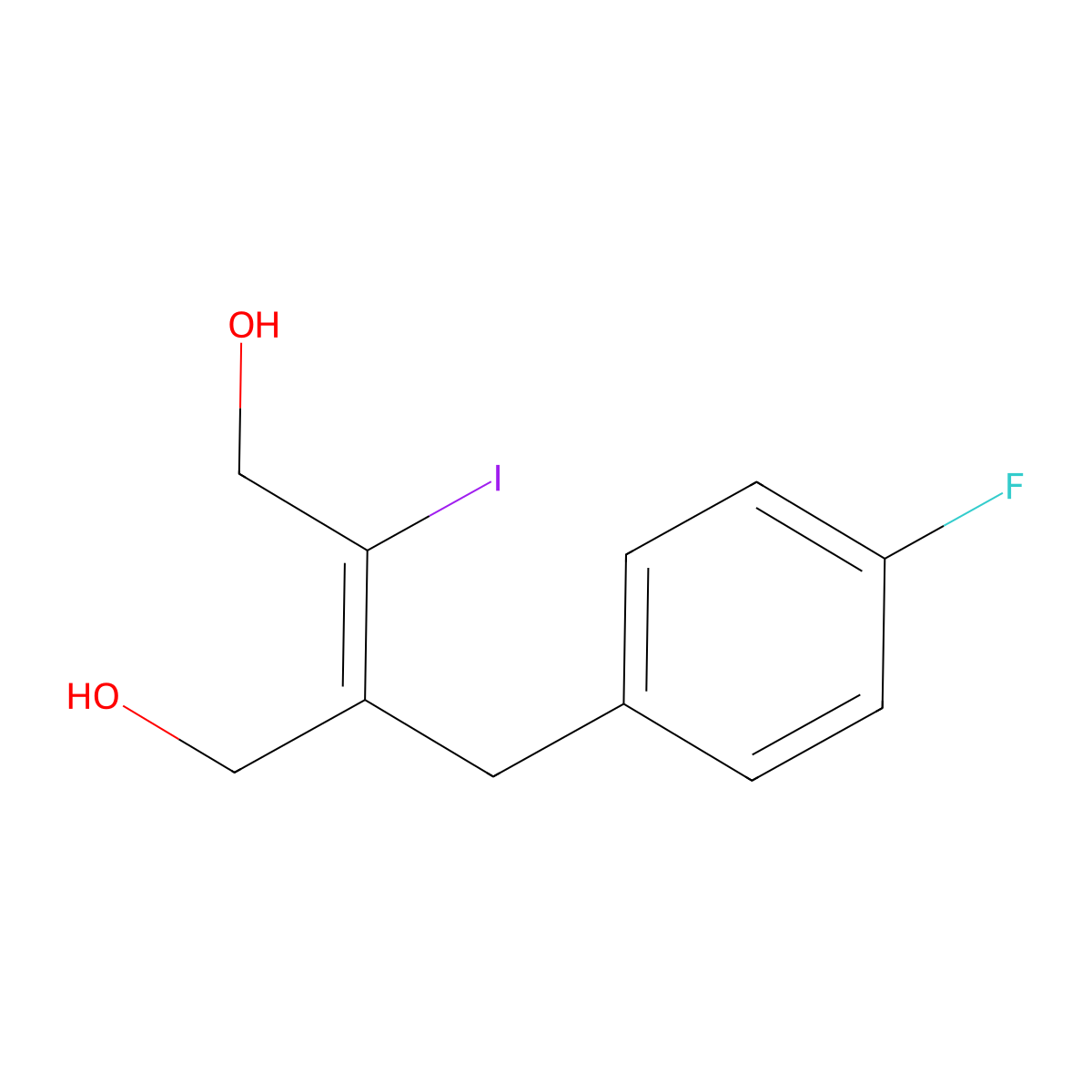 (Z)-2-(4-fluorobenzyl)-3-iodobut-2-ene-1,4-diol molecular structure, CAS 2098457-02-2