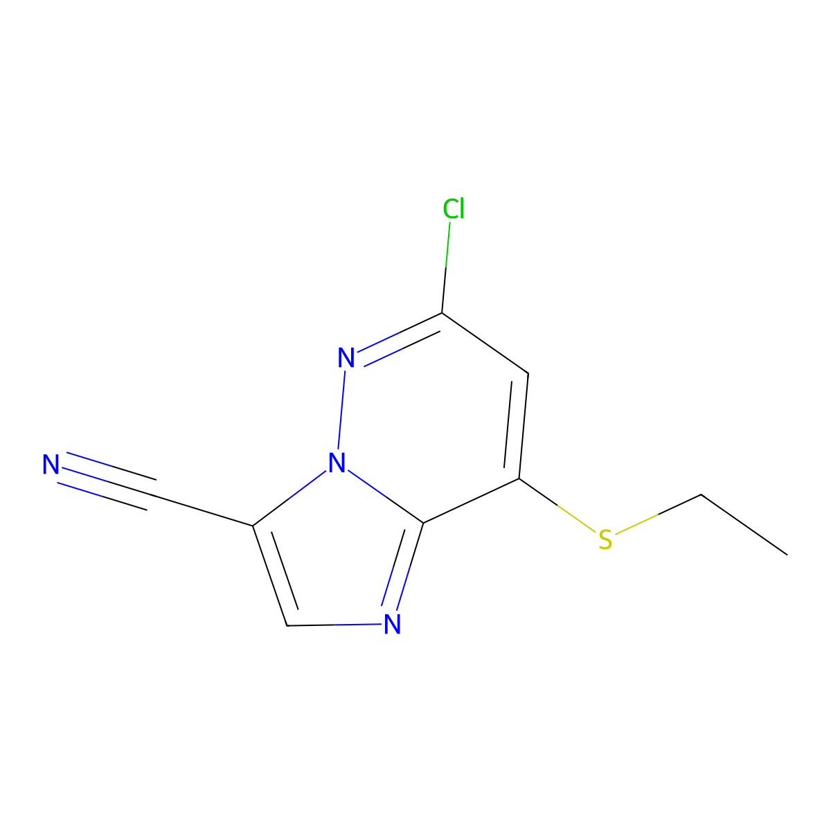 6-Chloro-8-(ethylthio)imidazo[1,2-B]pyridazine-3-carbonitrile molecular structure, CAS 2098468-20-1