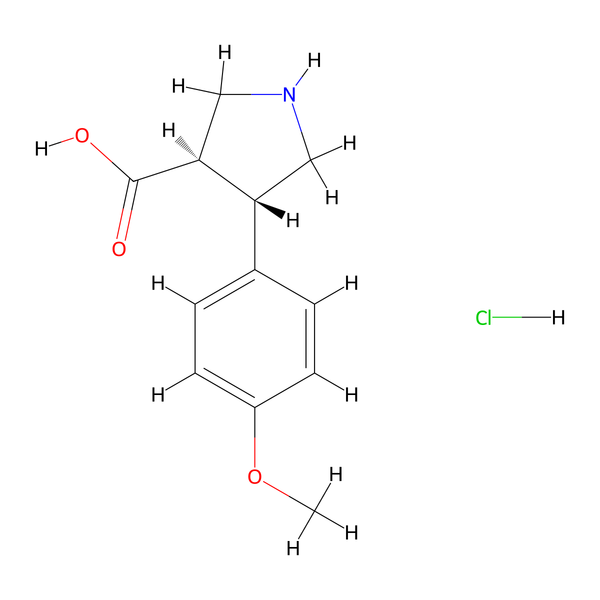 Trans-4-(4-methoxyphenyl)pyrrolidine-3-carboxylic acid-HCl molecular structure, CAS 2098496-84-3