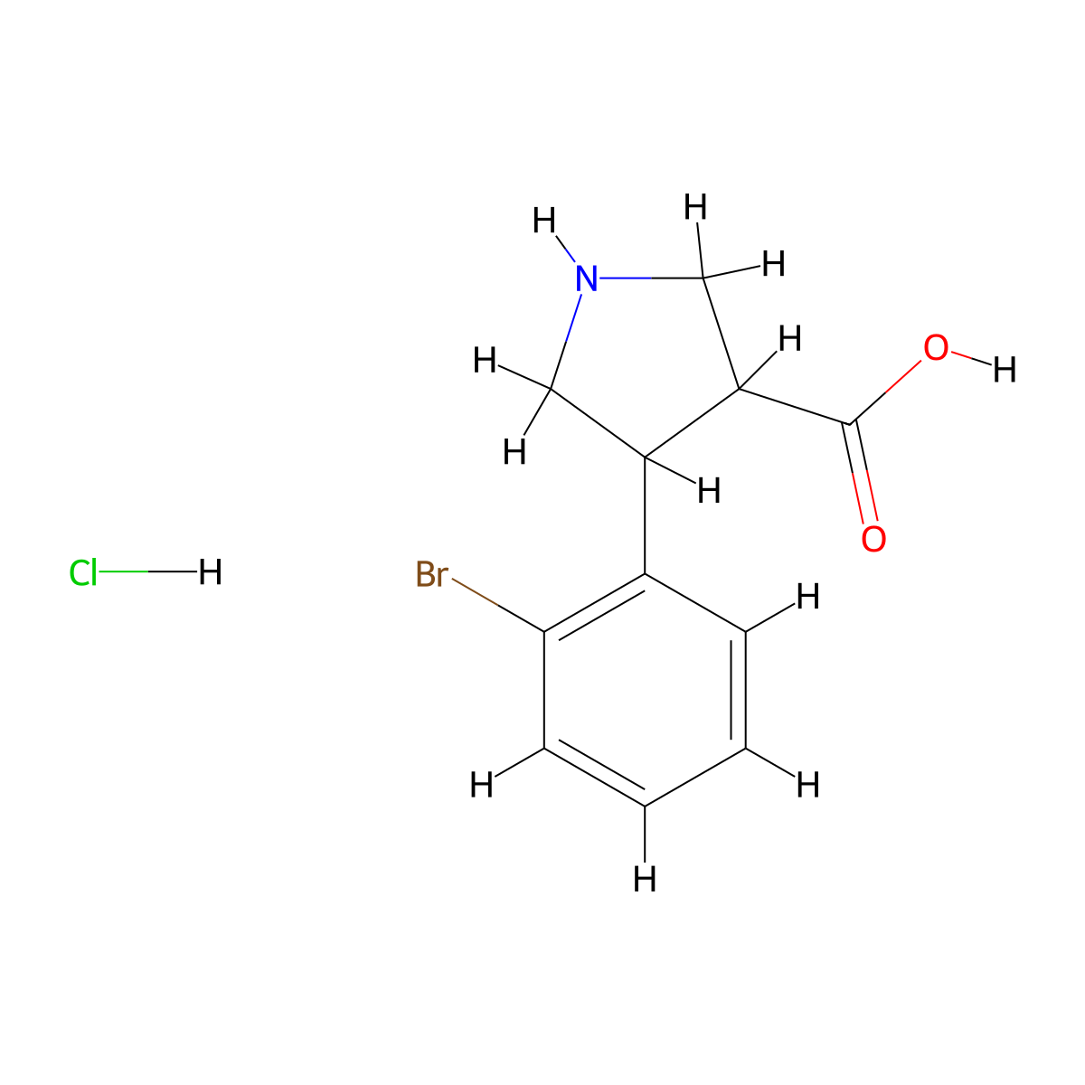 4-(2-Bromophenyl)pyrrolidine-3-carboxylic acid;hydrochloride molecular structure, CAS 2098496-94-5
