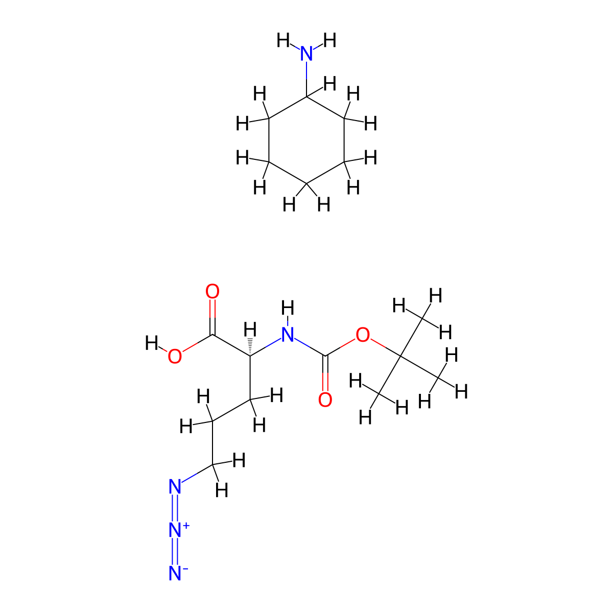 (S)-2-T-Butyloxycarbonylamino-5-azidopentanoic acid cyclohexylamine molecular structure, CAS 2098497-17-5