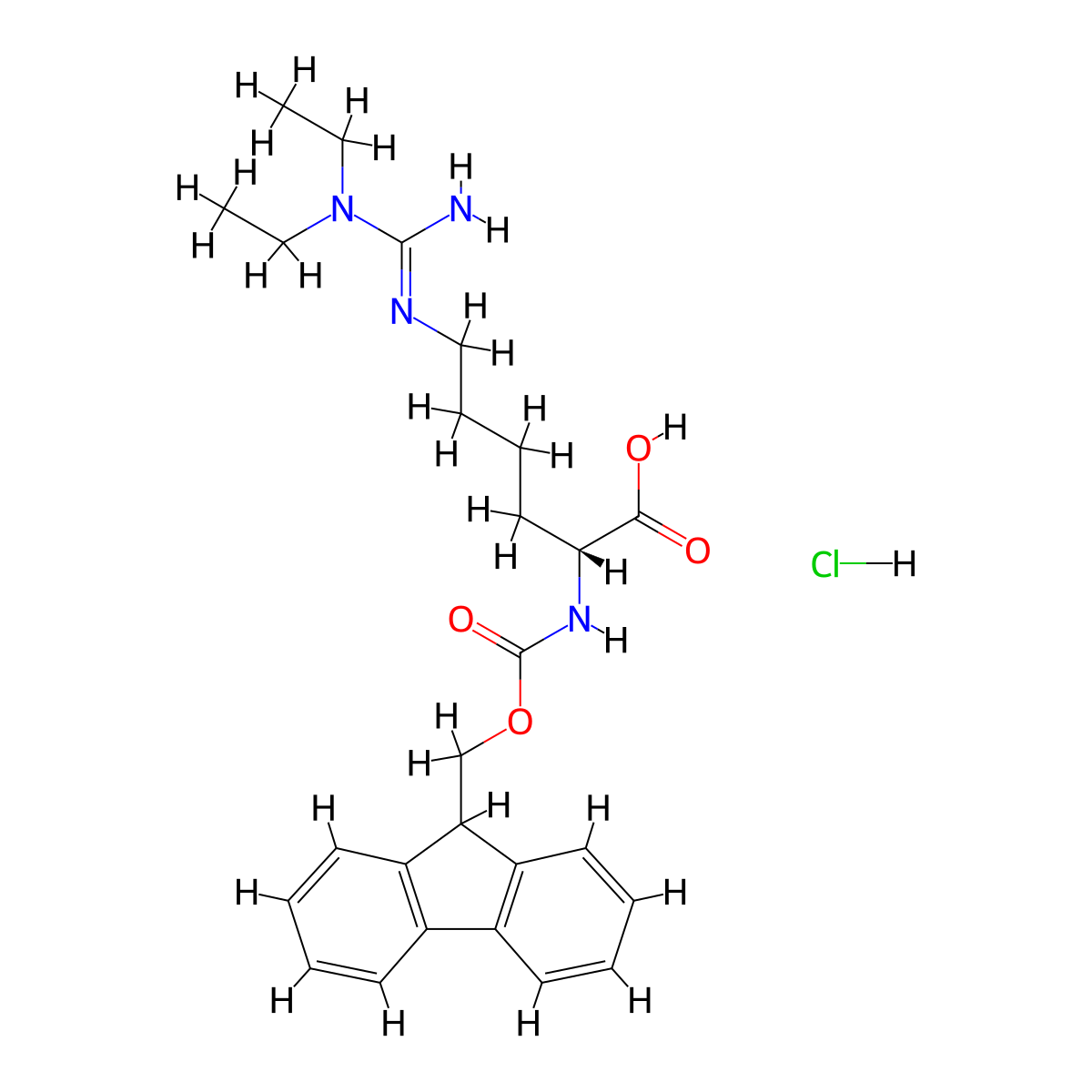 Fmoc-d-homoarg(et)2-oh hydrochloride salt molecular structure, CAS 2098497-24-4