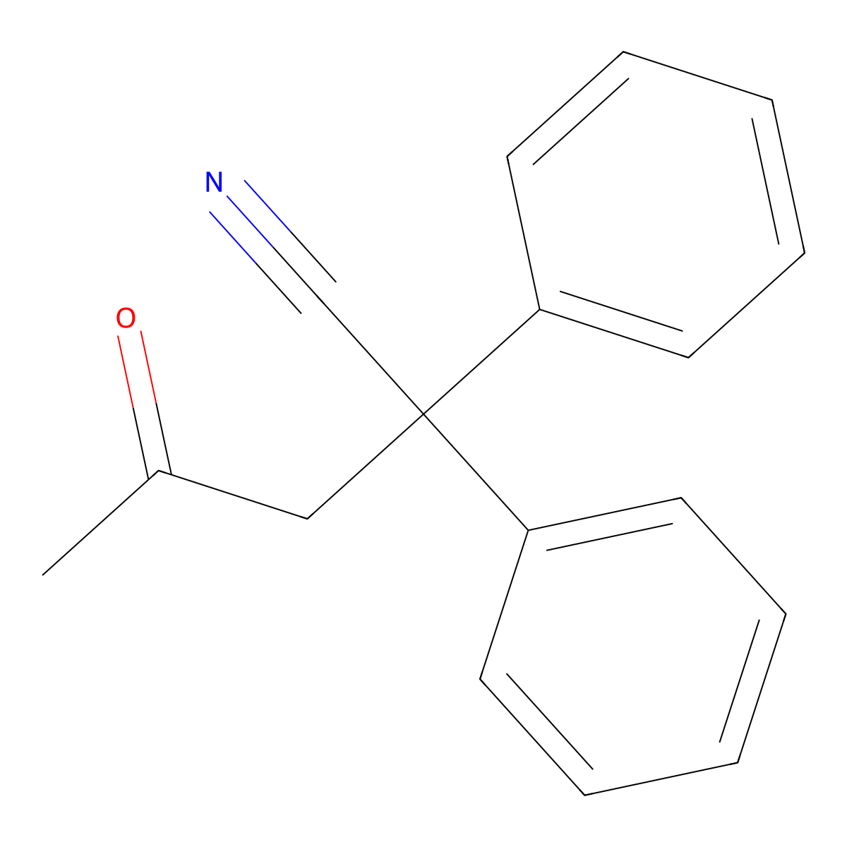 4-Oxo-2,2-Diphenylpentanenitrile molecular structure, CAS 20985-42-6