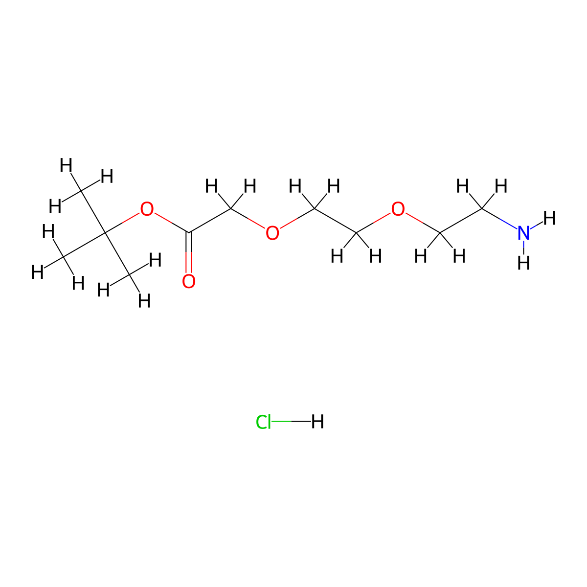Tert-butyl 2-[2-(2-aminoethoxy)ethoxy]acetate hydrochloride molecular structure, CAS 2098500-69-5
