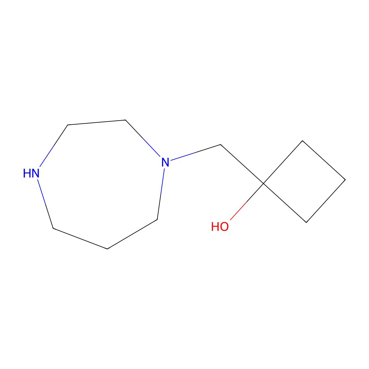 1-[(1,4-Diazepan-1-yl)methyl]cyclobutan-1-ol molecular structure, CAS 2098500-79-7