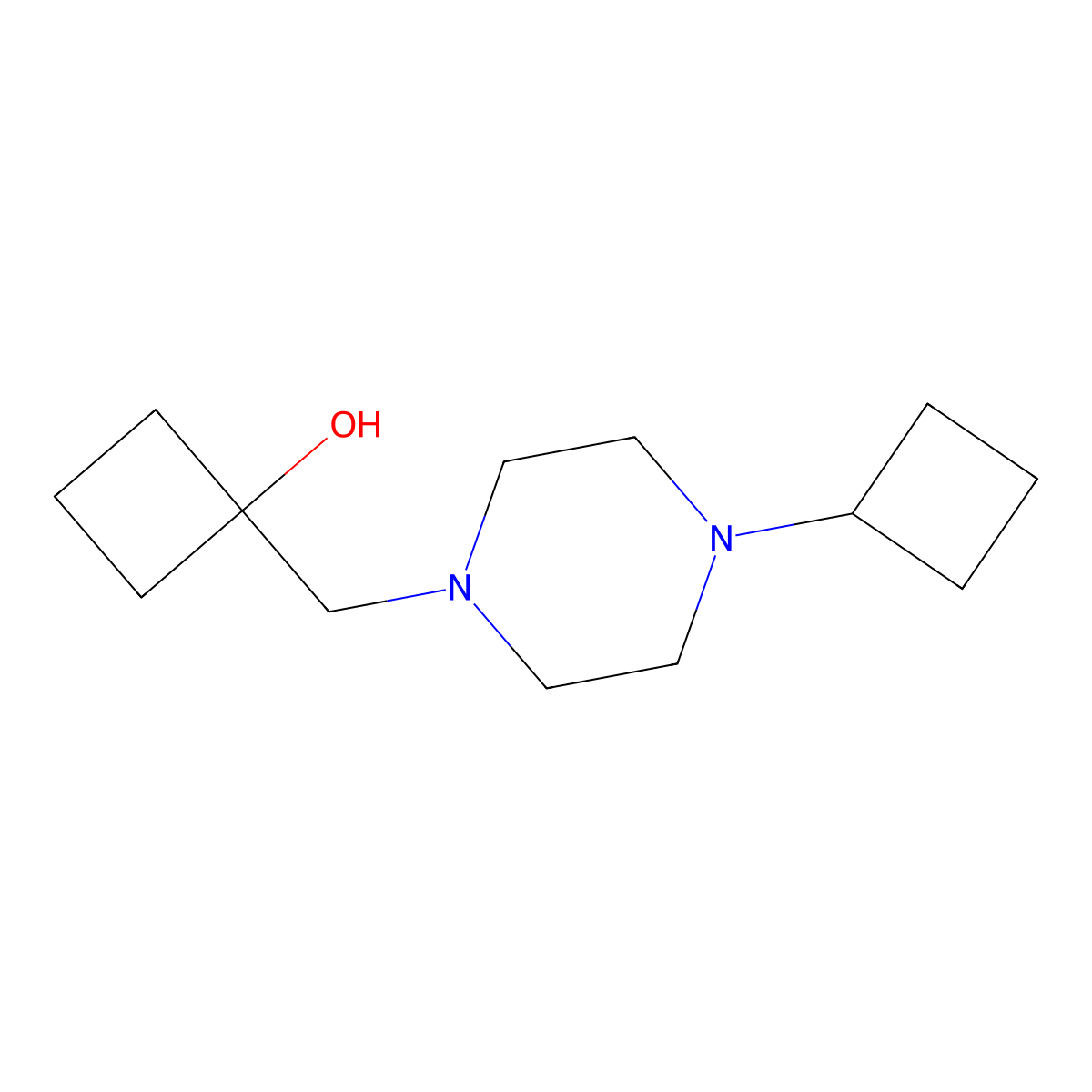 1-[(4-Cyclobutylpiperazin-1-yl)methyl]cyclobutan-1-ol molecular structure, CAS 2098500-85-5