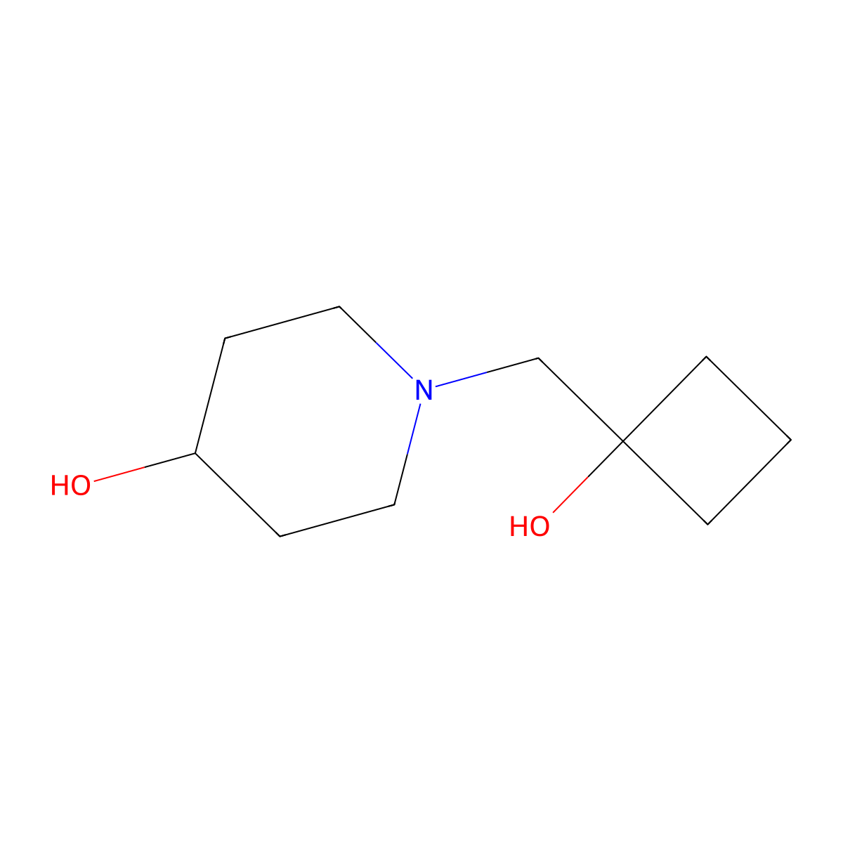 1-[(1-Hydroxycyclobutyl)methyl]piperidin-4-ol molecular structure, CAS 2098500-93-5
