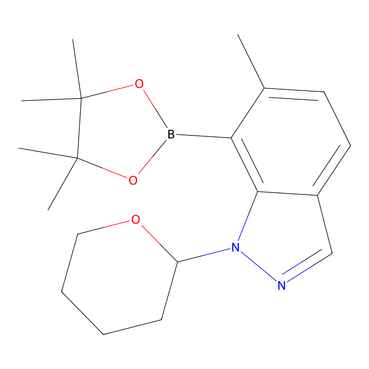 (6-Methyl-1-(tetrahydro-2H-pyran-2-yl)-1h-indazol-7-yl)boronic acid pinacol ester molecular structure, CAS 2098512-31-1