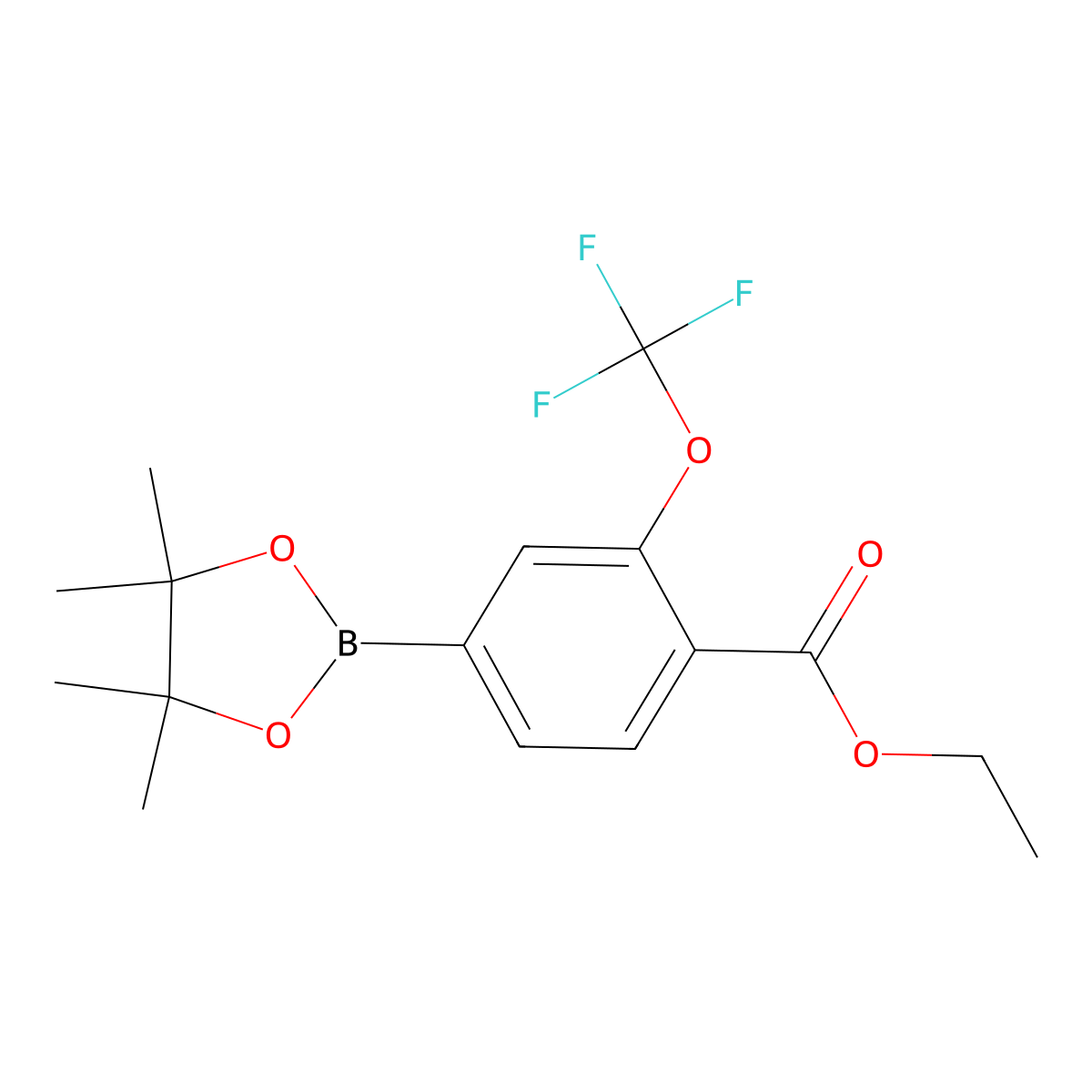 4-(4,4,5,5-Tetramethyl-[1,3,2]dioxaborolan-2-yl)-2-trifluoromethoxy-benzoic acid ethyl ester molecular structure, CAS 2098537-67-6