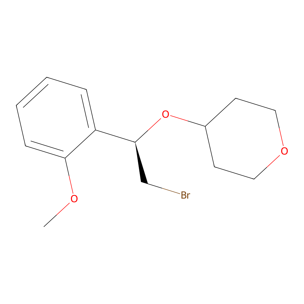 (R)-4-(2-bromo-1-(2-methoxyphenyl)ethoxy)tetrahydro-2H-pyran molecular structure, CAS 2098543-62-3