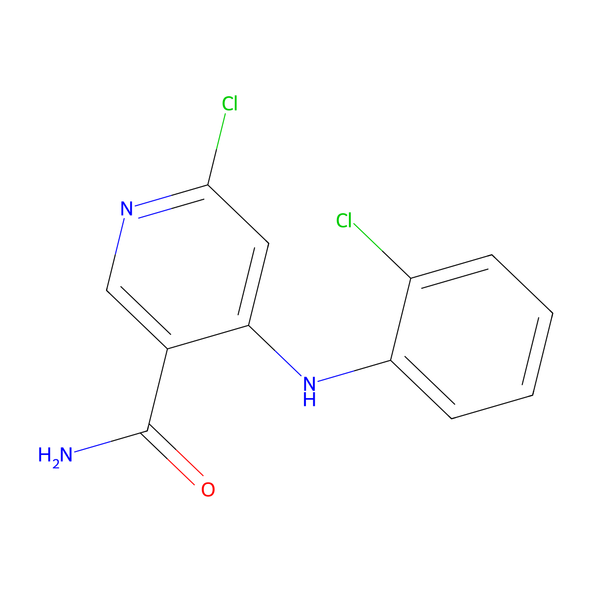 6-Chloro-4-((2-chlorophenyl)amino)nicotinamide molecular structure, CAS 2098545-90-3