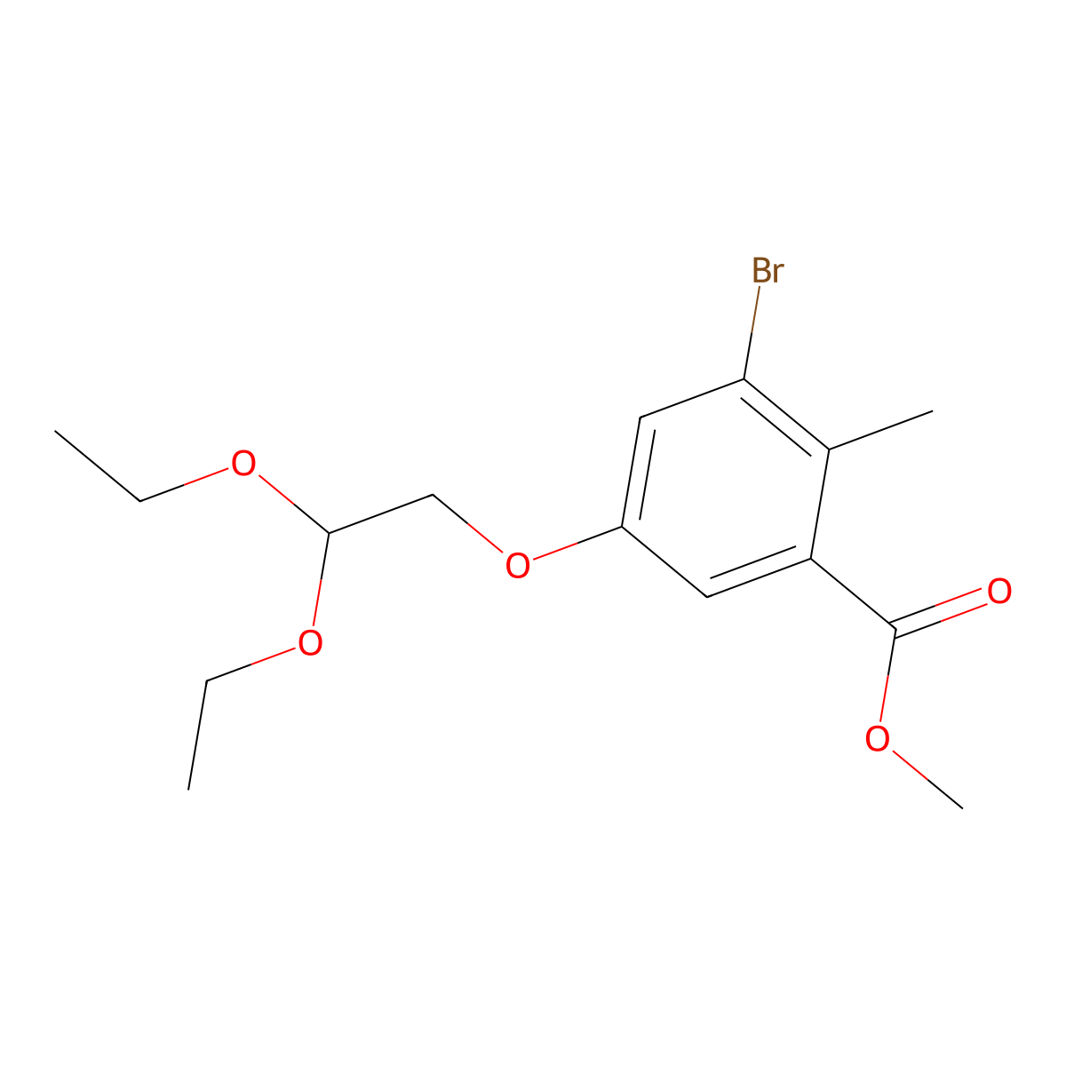 Methyl 3-bromo-5-(2,2-diethoxyethoxy)-2-methylbenzoate molecular structure, CAS 2098546-43-9