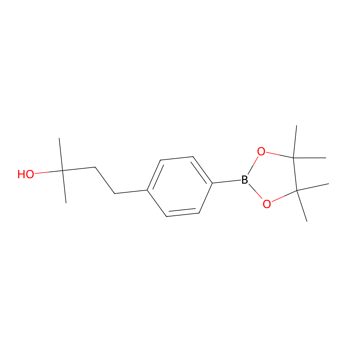 2-Methyl-4-(4-(4,4,5,5-tetramethyl-1,3,2-dioxaborolan-2-YL)phenyl)butan-2-OL molecular structure, CAS 2098588-50-0