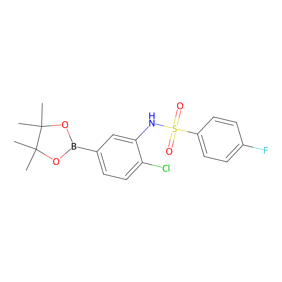 N-(2-chloro-5-(4,4,5,5-tetramethyl-1,3,2-dioxaborolan-2-yl)phenyl)-4-fluorobenzenesulfonamide molecular structure, CAS 2098632-64-3