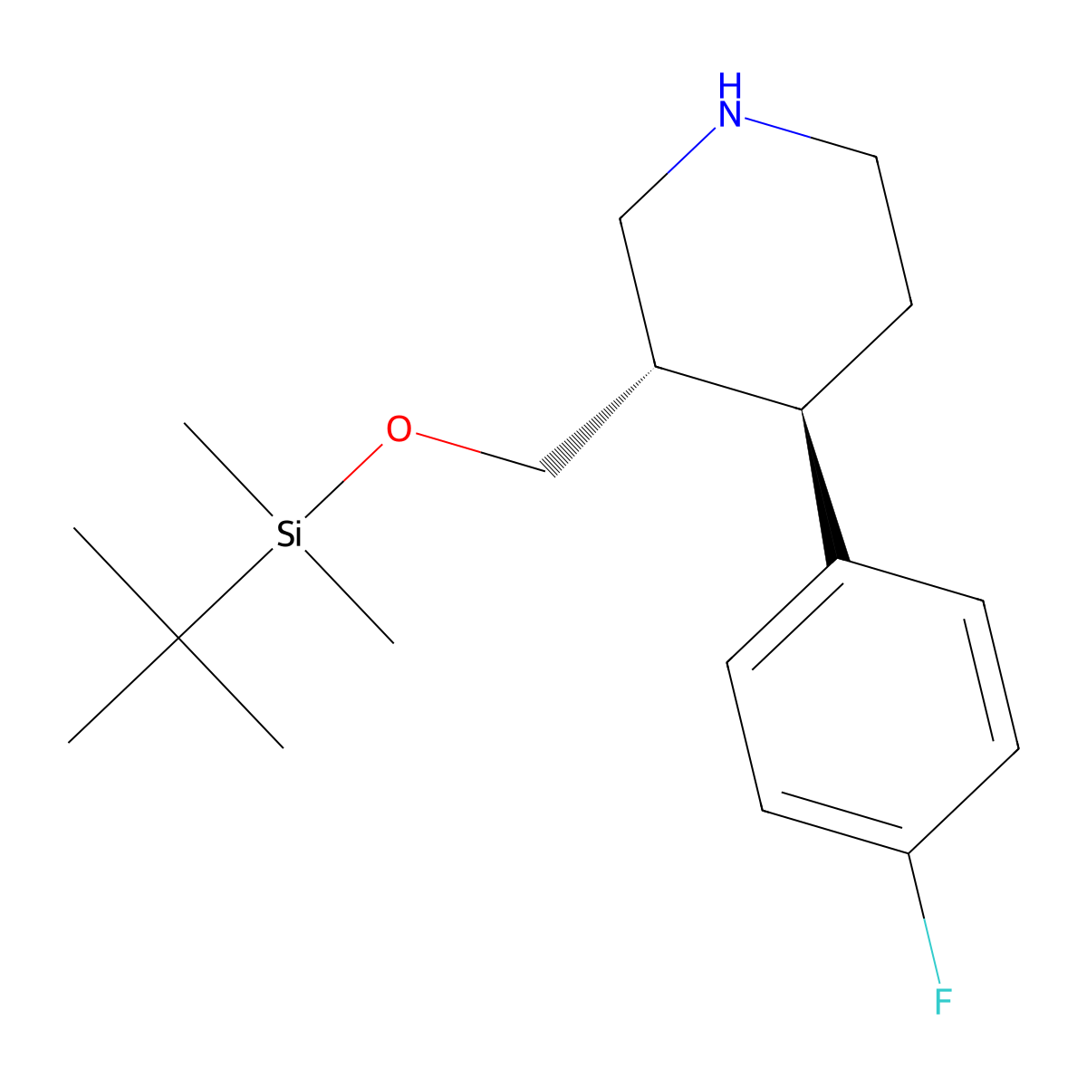 (3S,4R)-3-(((Tert-butyldimethylsilyl)oxy)methyl)-4-(4-fluorophenyl)piperidine molecular structure, CAS 2098633-23-7