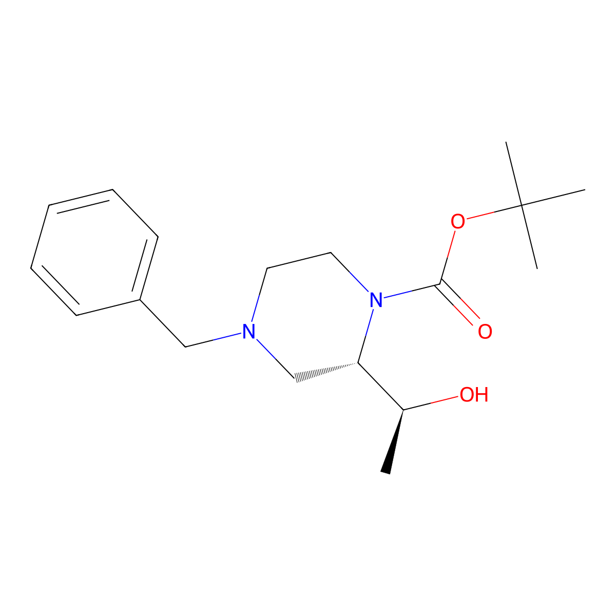 Tert-butyl (S)-4-benzyl-2-((S)-1-hydroxyethyl)piperazine-1-carboxylate molecular structure, CAS 2098692-74-9