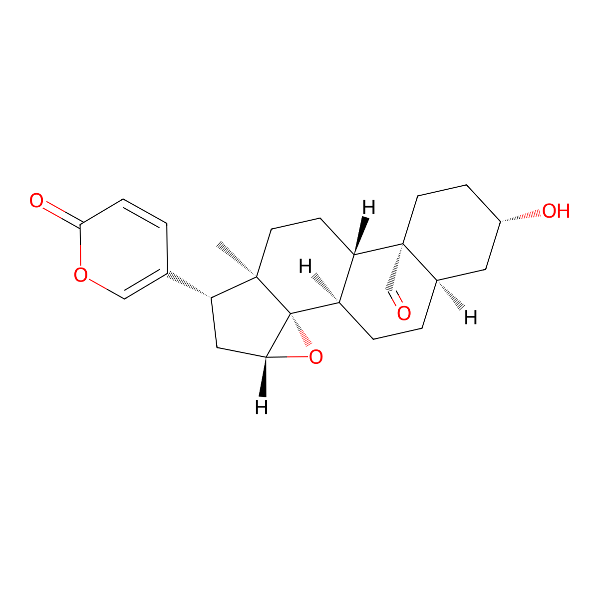 (1R,2S,4R,6R,7R,10S,11R,14S,16R)-14-hydroxy-7-methyl-6-(6-oxopyran-3-yl)-3-oxapentacyclo[8.8.0.02,4.02,7.011,16]octadecane-11-carbaldehyde molecular structure, CAS 20987-24-0