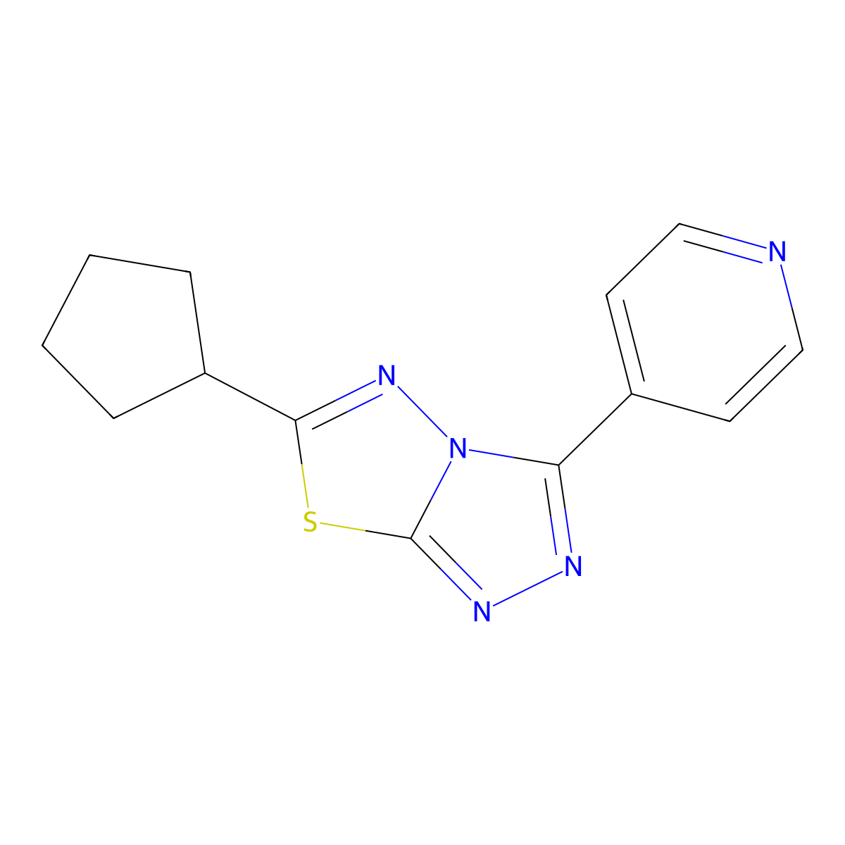 6-Cyclopentyl-3-(pyridin-4-yl)-[1,2,4]triazolo[3,4-b][1,3,4]thiadiazole molecular structure, CAS 2098704-42-6