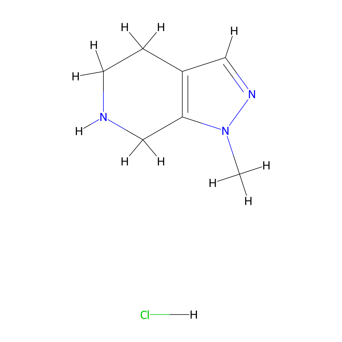 1-Methyl-4,5,6,7-tetrahydro-1H-pyrazolo[3,4-c]pyridine hydrochloride molecular structure, CAS 2098717-79-2