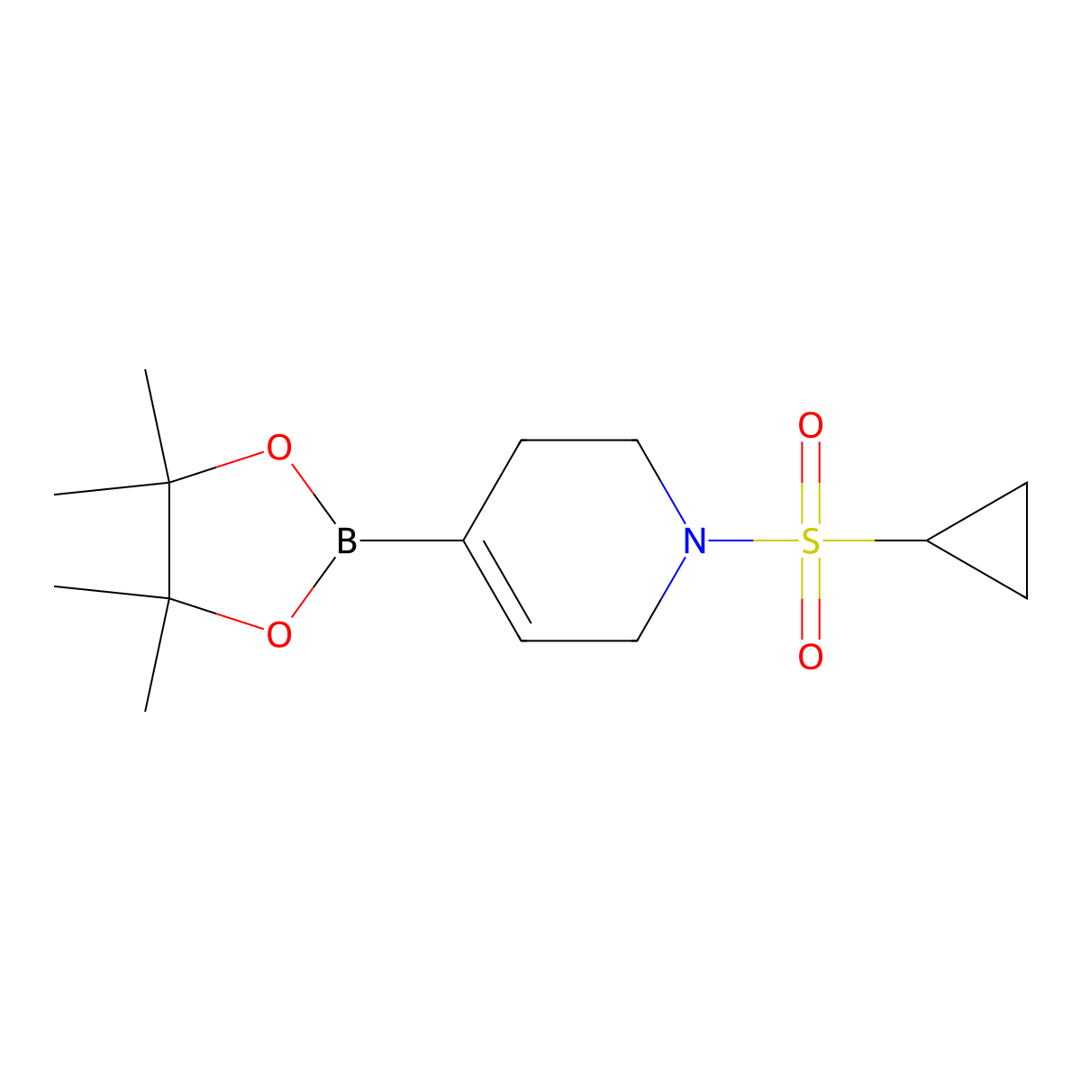 1-(Cyclopropylsulfonyl)-4-(4,4,5,5-tetramethyl-1,3,2-dioxaborolan-2-yl)-1,2,3,6-tetrahydropyridine molecular structure, CAS 2098780-09-5