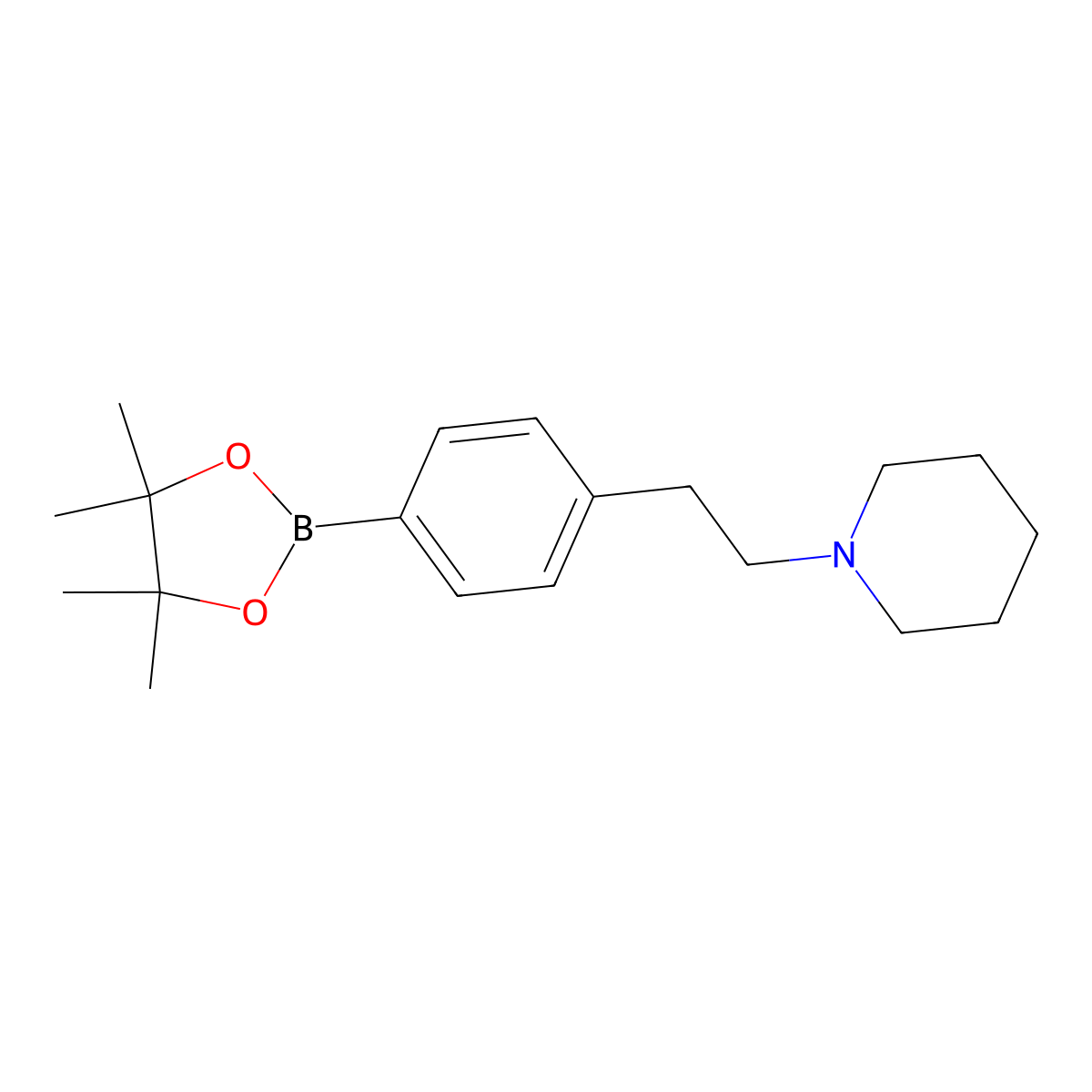 1-{2-[4-(Tetramethyl-1,3,2-dioxaborolan-2-yl)phenyl]ethyl}piperidine molecular structure, CAS 2098812-42-9