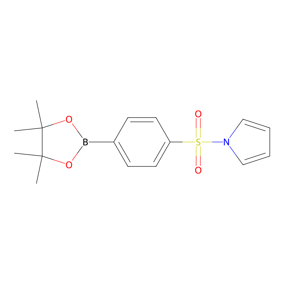 1-((4-(4,4,5,5-Tetramethyl-1,3,2-dioxaborolan-2-YL)phenyl)sulfonyl)-1H-pyrrole molecular structure, CAS 2098812-49-6