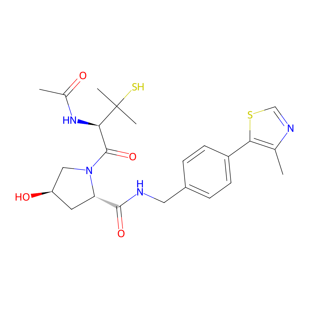 (2S,4R)-1-((R)-2-acetamido-3-mercapto-3-methylbutanoyl)-4-hydroxy-N-(4-(4-methylthiazol-5-yl)benzyl)pyrrolidine-2-carboxamide molecular structure, CAS 2098836-54-3
