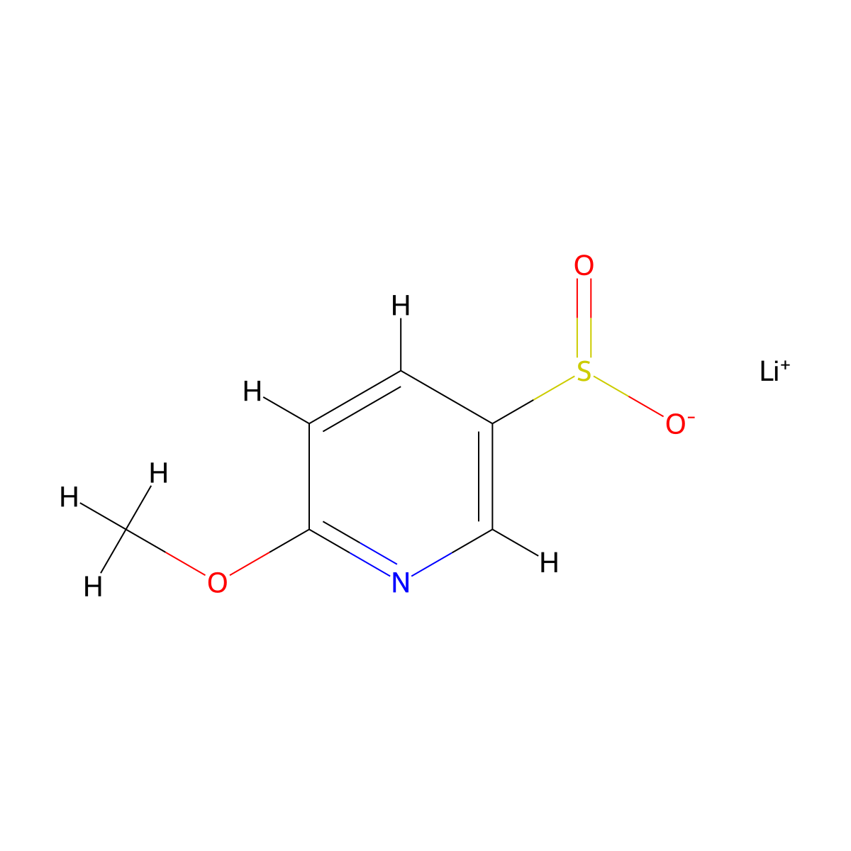 Lithium(1+) 6-methoxypyridine-3-sulfinate molecular structure, CAS 2098851-55-7