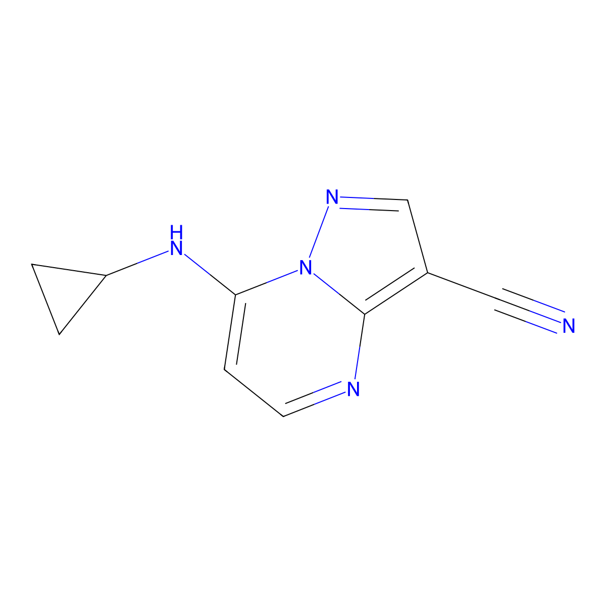 7-(Cyclopropylamino)pyrazolo[1,5-A]pyrimidine-3-carbonitrile molecular structure, CAS 2098888-29-8