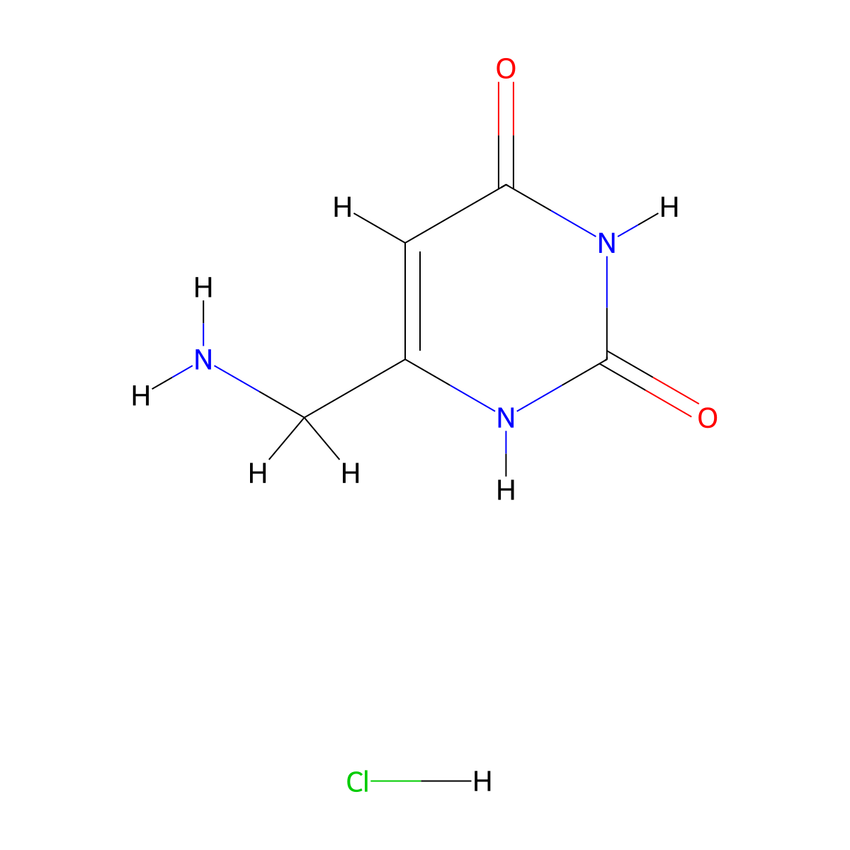 6-(Aminomethyl)-1,2,3,4-tetrahydropyrimidine-2,4-dione hydrochloride molecular structure, CAS 20989-01-9