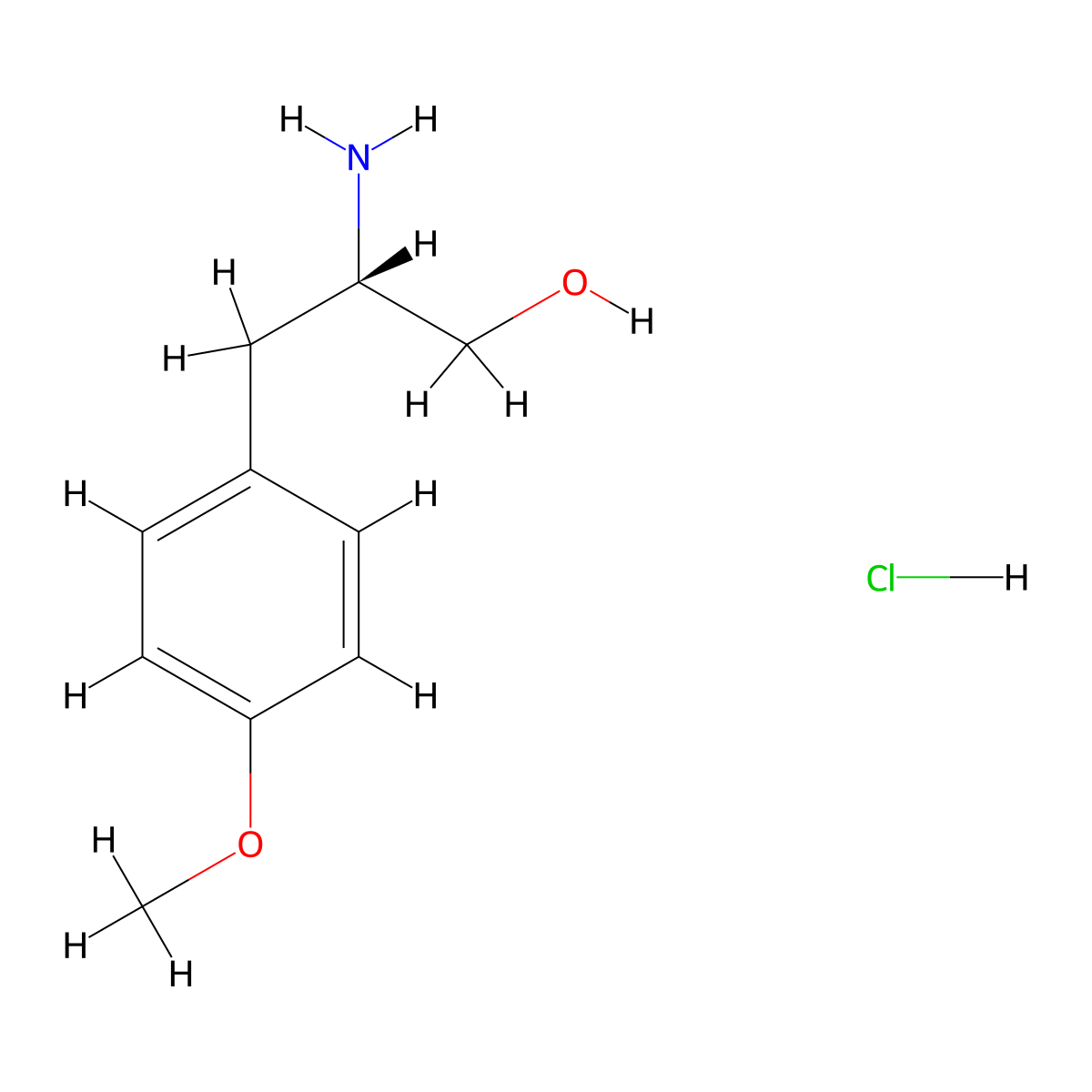 (S)-2-Amino-3-(4-methoxyphenyl)-1-propanol Hydrochloride molecular structure, CAS 20989-22-4