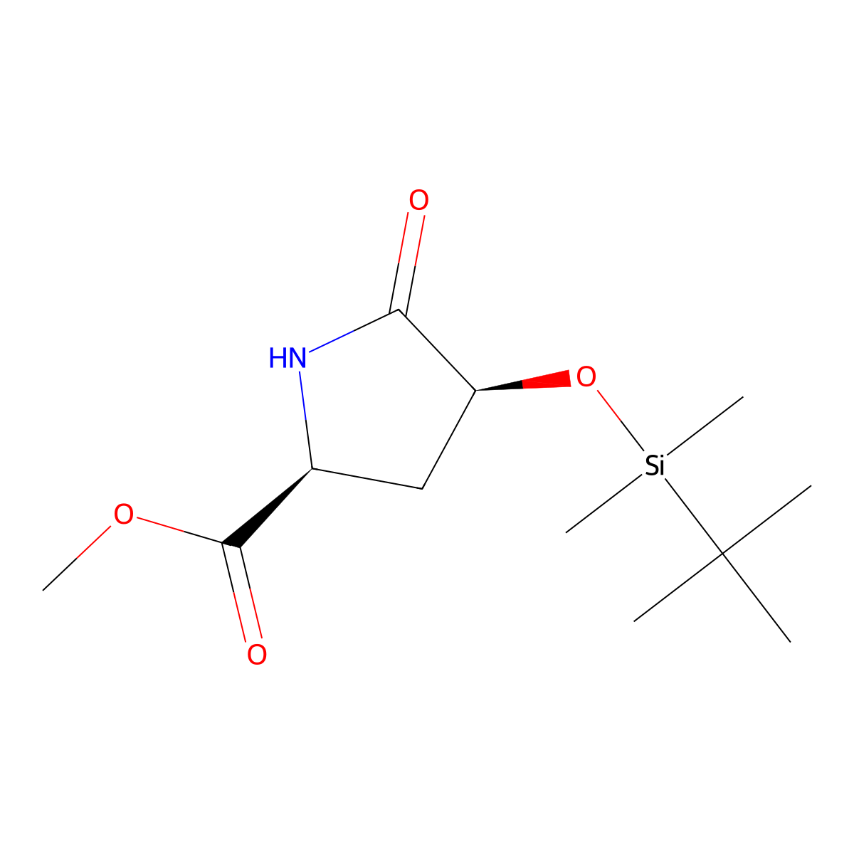 (2S,4S)-Methyl 4-((tert-butyldimethylsilyl)oxy)-5-oxopyrrolidine-2-carboxylate molecular structure, CAS 2098959-95-4