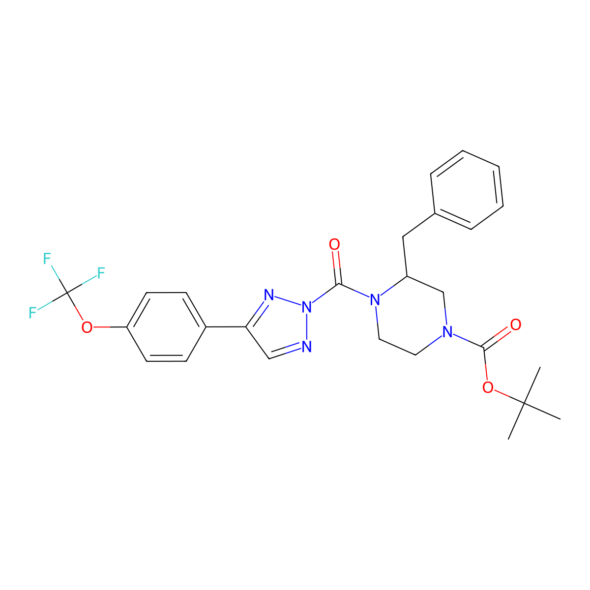 Tert-butyl 3-benzyl-4-[4-[4-(trifluoromethoxy)phenyl]triazole-2-carbonyl]piperazine-1-carboxylate molecular structure, CAS 2098969-71-0