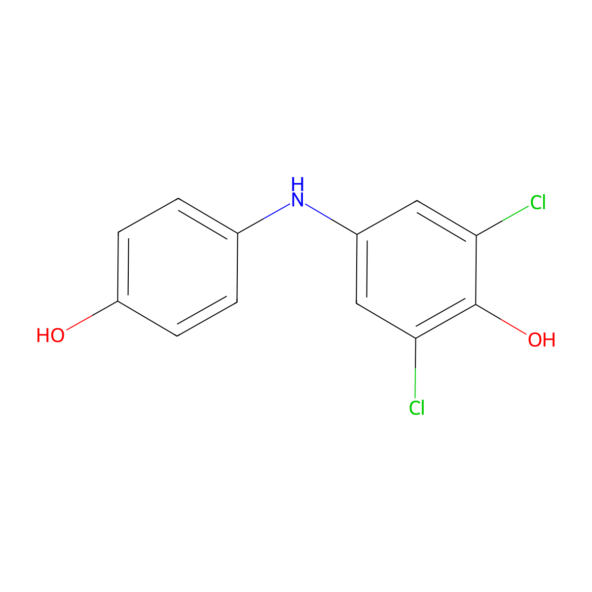 2,6-Bis(Chloranyl)-4-[(4-Hydroxyphenyl)amino]phenol molecular structure, CAS 2099-87-8
