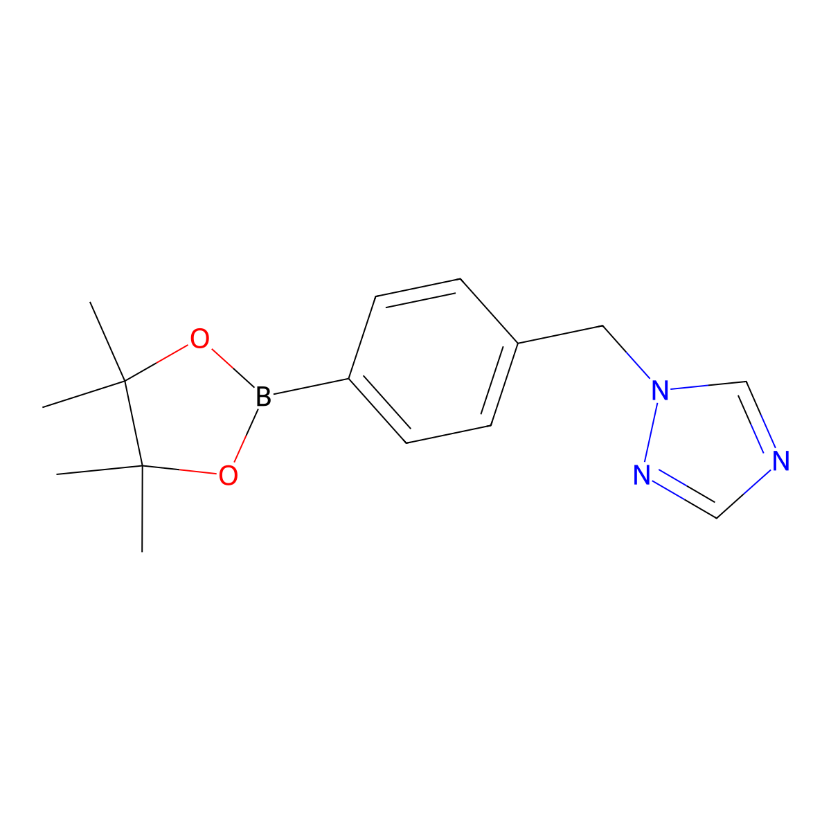 1-((4-(4,4,5,5-tetramethyl-1,3,2-dioxaborolan-2-yl)phenyl)methyl)-1H-1,2,4-triazole molecular structure, CAS 2099017-85-1
