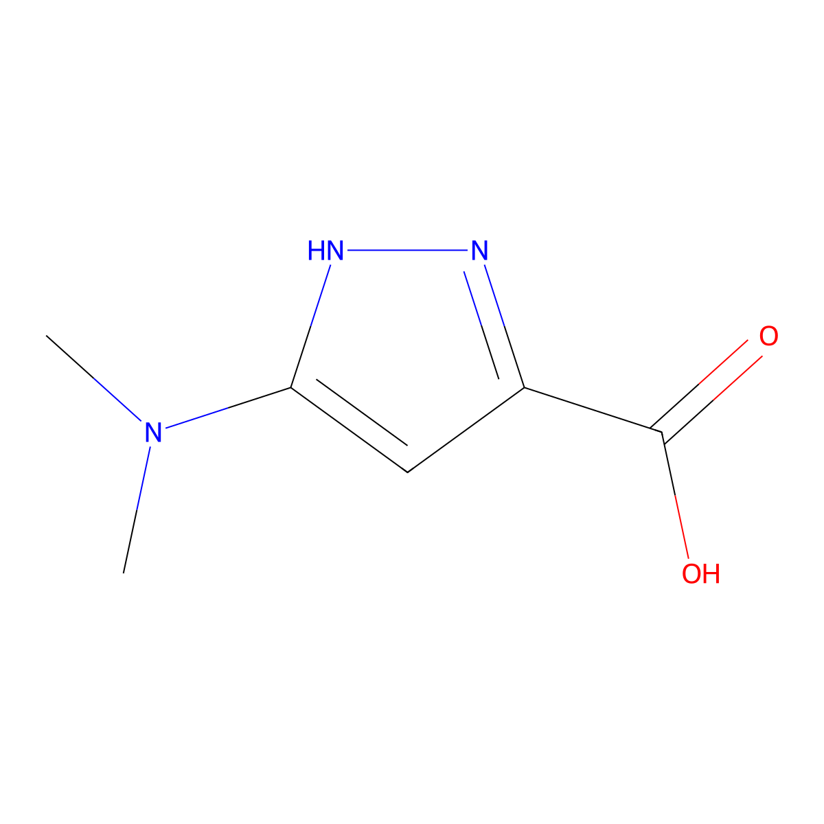 5-(dimethylamino)-1H-pyrazole-3-carboxylic acid molecular structure, CAS 2099036-79-8