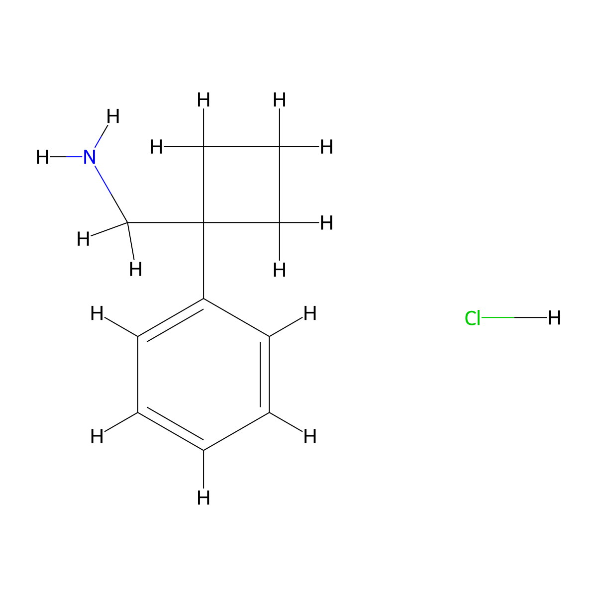 (1-Phenylcyclobutyl)methylamine HCl molecular structure, CAS 209907-11-9