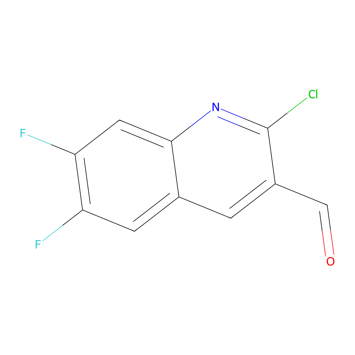 2-Chloro-6,7-difluoroquinoline-3-carbaldehyde molecular structure, CAS 209909-13-7
