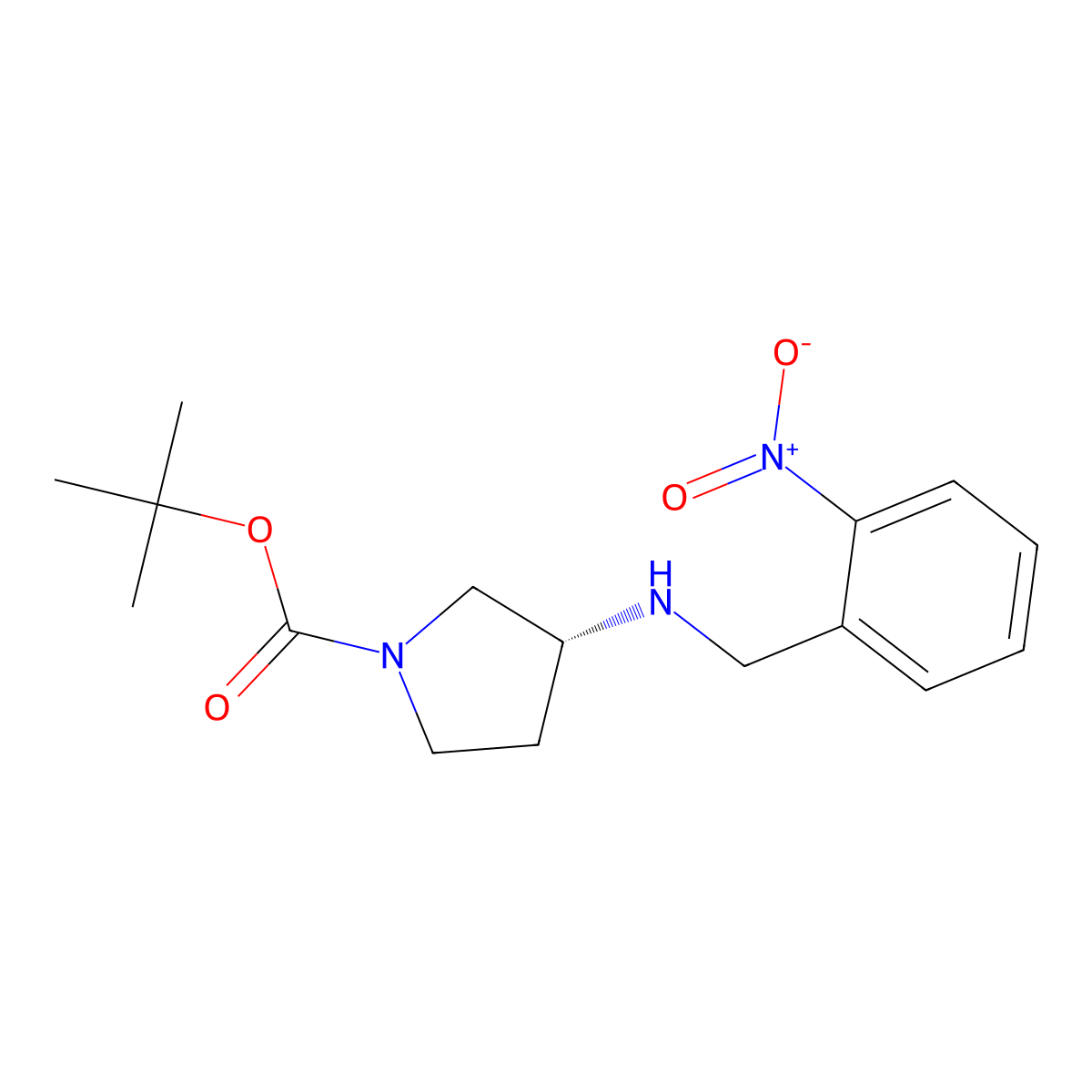 (3R)-1-Boc-3-{[(2-nitrophenyl)methyl]amino}pyrrolidine molecular structure, CAS 2099108-23-1