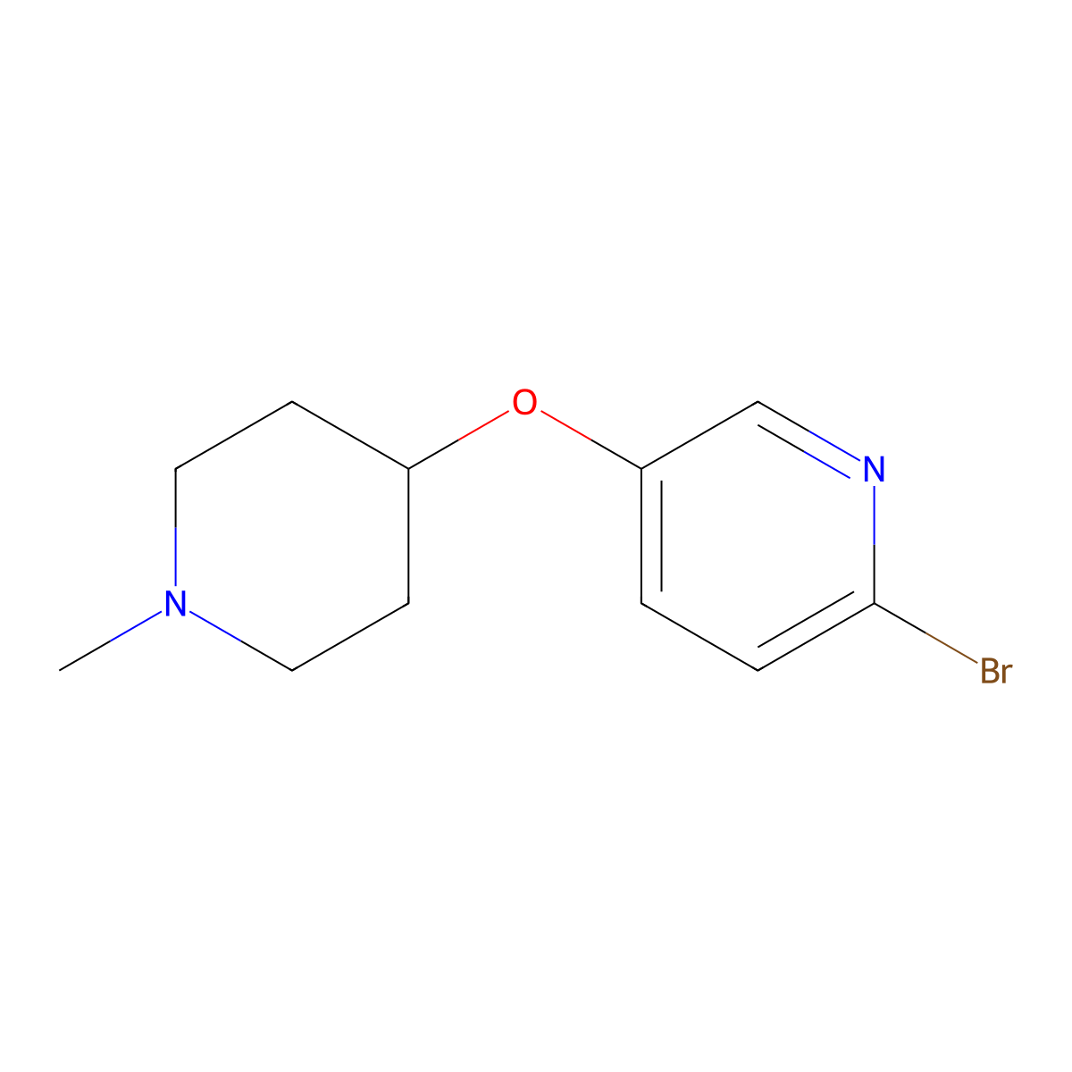 2-Bromo-5-((1-methylpiperidin-4-yl)oxy)pyridine molecular structure, CAS 2099128-80-8